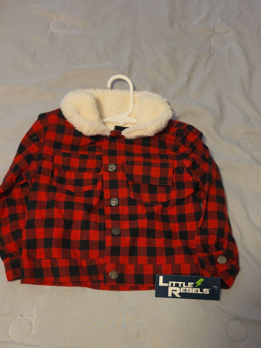 Red & Black Plaid Sherpa-Lined Button-Down Shirt Jacket